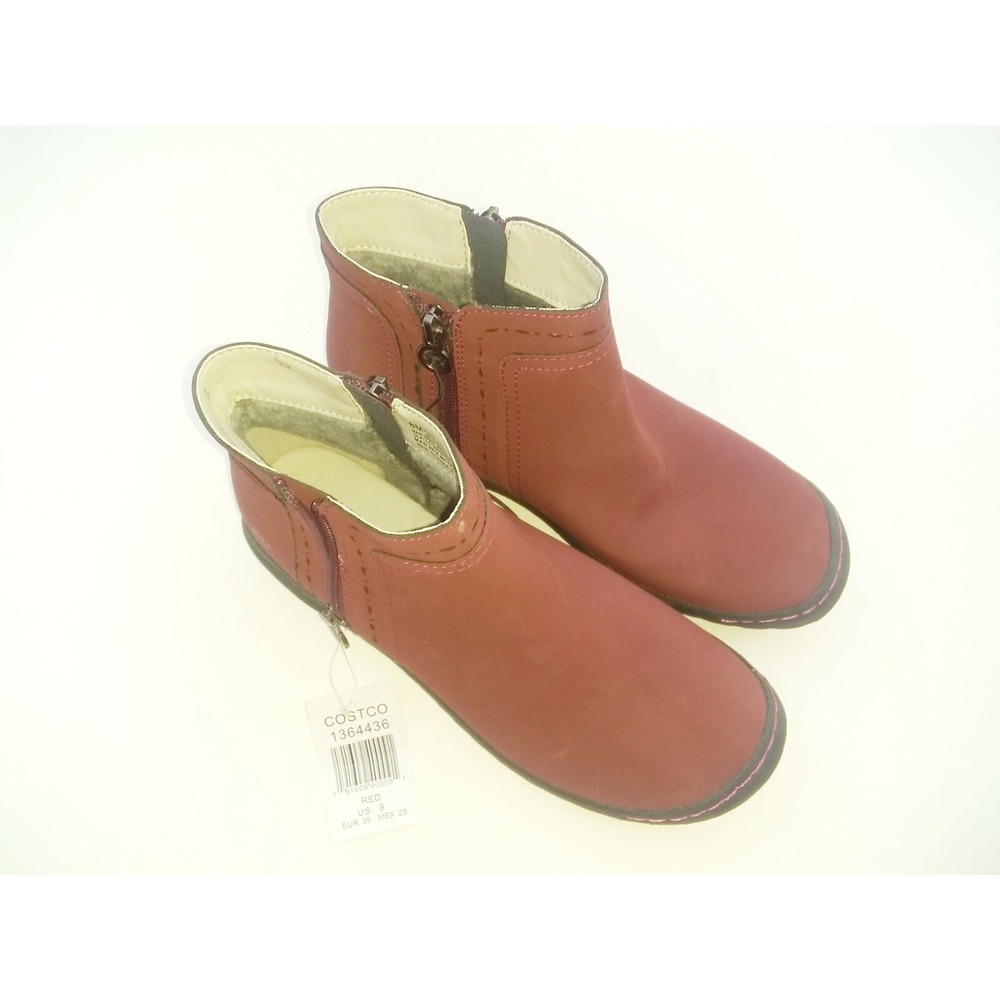 Jbu By Jambu Womens Juno Ankle Boots Red Black Side Zip Memory Foam 8 M